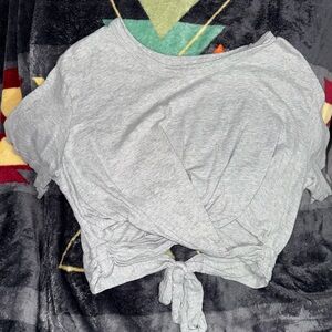 Gray Women's Top with Tie Detail